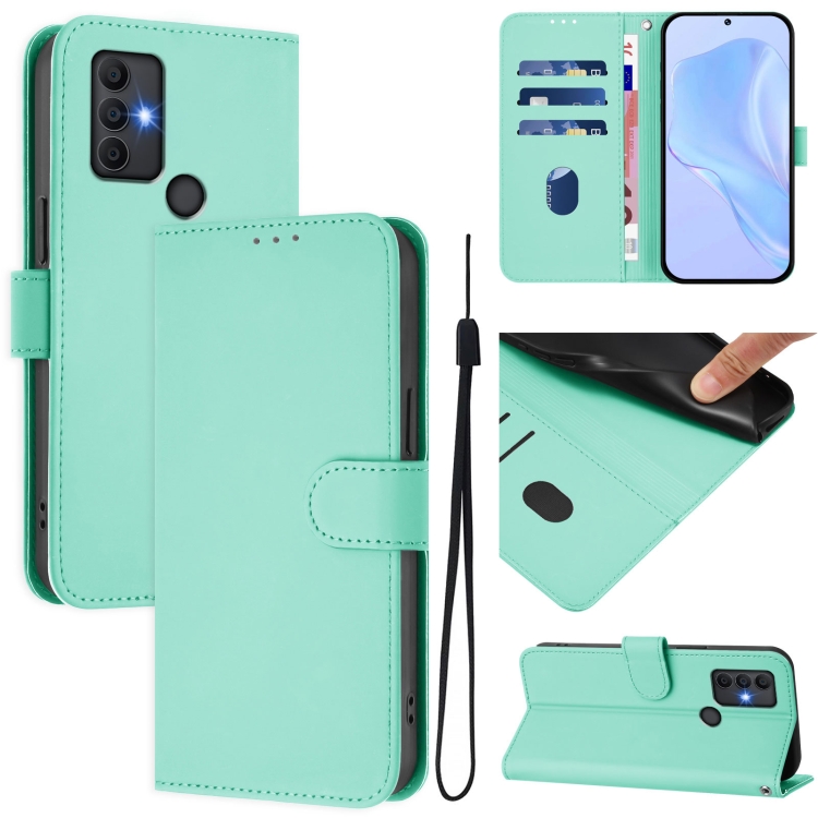 For TCL 305 / 306 / 30 SE AL02 Skin Feel Solid Color Leather Phone Case with Lanyard(Mint Green)
For TCL 305 / 306 / 30 SE AL02 Skin Feel Solid Color Leather Phone Case with Lanyard(Mint Green)