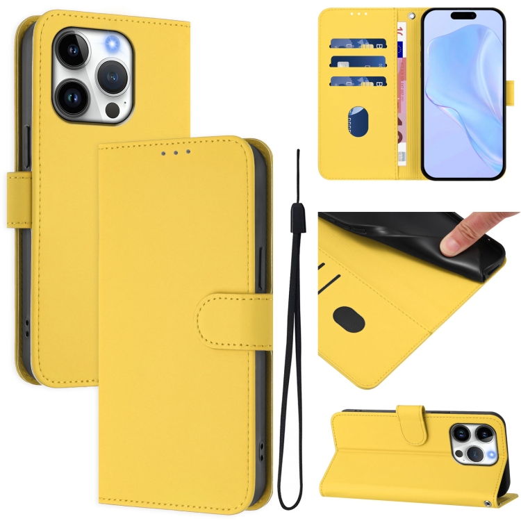 For iPhone 16 Pro Skin Feel Solid Color Leather Phone Case with Lanyard(Lemon Yellow)
For iPhone 16 Pro Skin Feel Solid Color Leather Phone Case with Lanyard(Lemon Yellow)