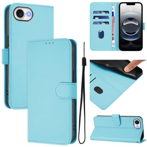 For iPhone 16e Skin Feel Solid Color Leather Phone Case with Lanyard(Sky Blue)
For iPhone 16e Skin Feel Solid Color Leather Phone Case with Lanyard(Sky Blue)
