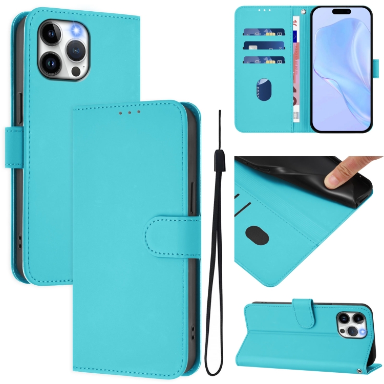 For iPhone 13 Pro Max Skin Feel Solid Color Leather Phone Case with Lanyard(Lake Blue)
For iPhone 13 Pro Max Skin Feel Solid Color Leather Phone Case with Lanyard(Lake Blue)
