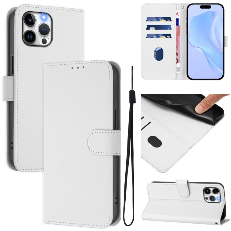 For iPhone 12 Pro Max Skin Feel Solid Color Leather Phone Case with Lanyard(White)
For iPhone 12 Pro Max Skin Feel Solid Color Leather Phone Case with Lanyard(White)