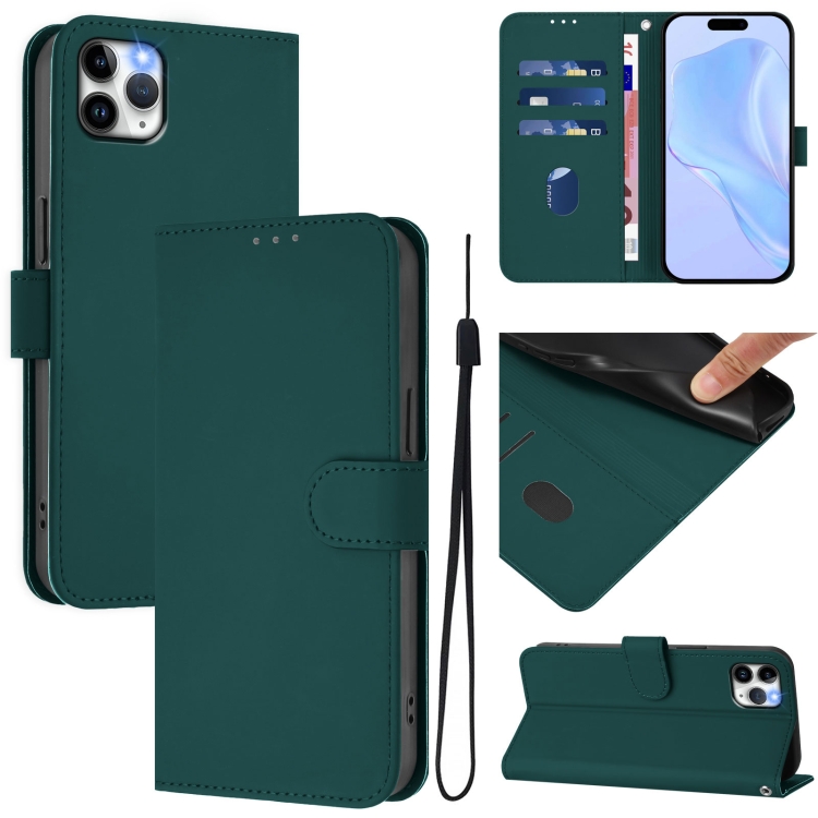 For iPhone 11 Pro Max Skin Feel Solid Color Leather Phone Case with Lanyard(Dark Green)
For iPhone 11 Pro Max Skin Feel Solid Color Leather Phone Case with Lanyard(Dark Green)