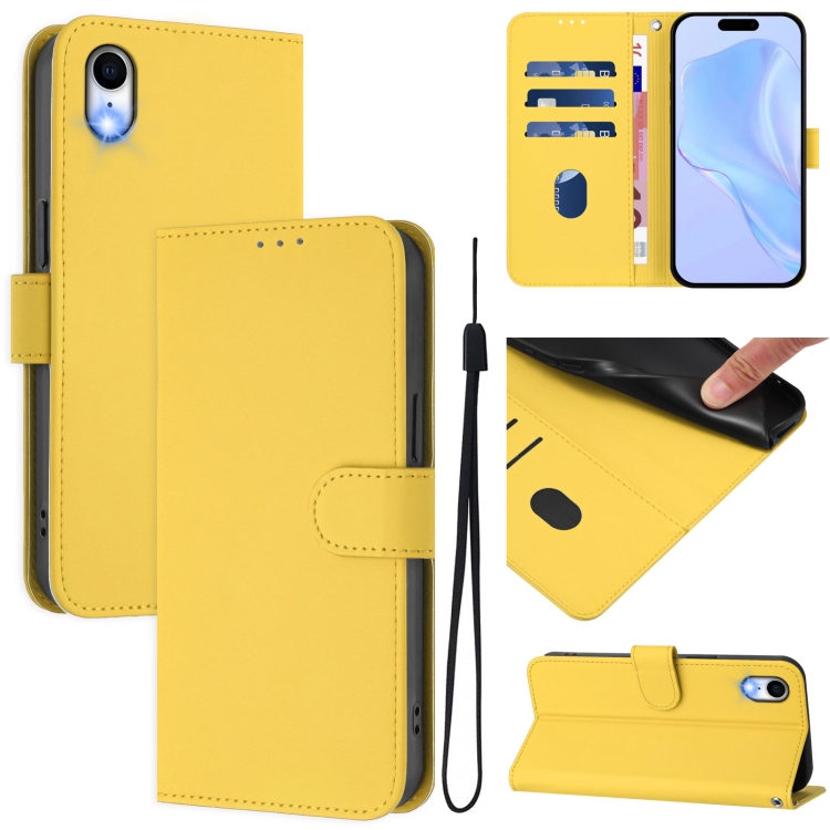 For iPhone XR Skin Feel Solid Color Leather Phone Case with Lanyard(Lemon Yellow)
For iPhone XR Skin Feel Solid Color Leather Phone Case with Lanyard(Lemon Yellow)