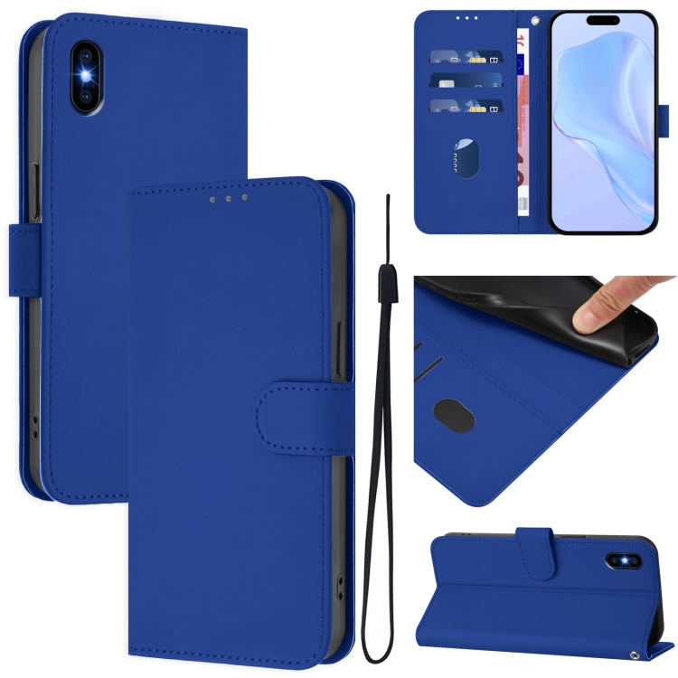 For iPhone XS Max Skin Feel Solid Color Leather Phone Case with Lanyard(Dark Blue)
For iPhone XS Max Skin Feel Solid Color Leather Phone Case with Lanyard(Dark Blue)