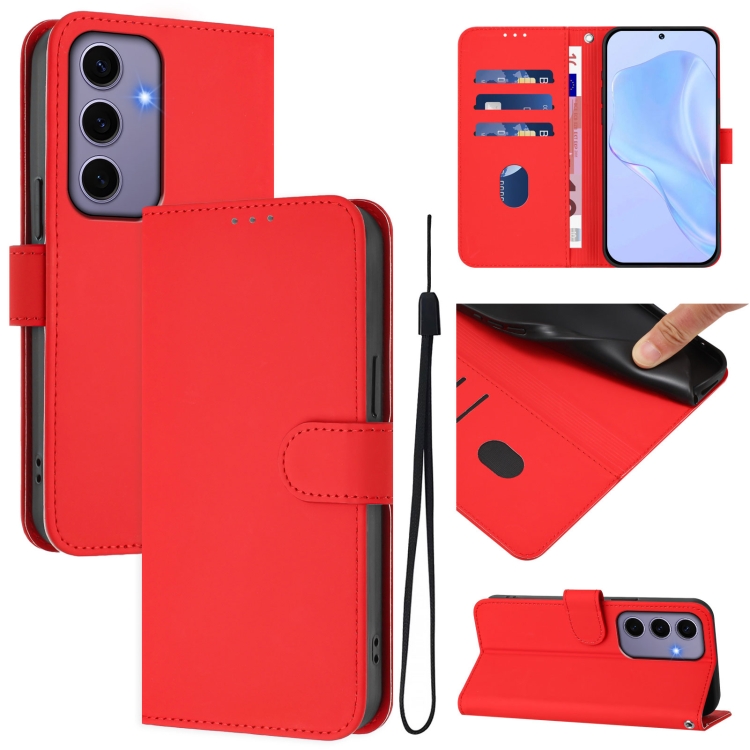 For Samsung Galaxy S24 5G Skin Feel Solid Color Leather Phone Case with Lanyard(Red)
For Samsung Galaxy S24 5G Skin Feel Solid Color Leather Phone Case with Lanyard(Red)