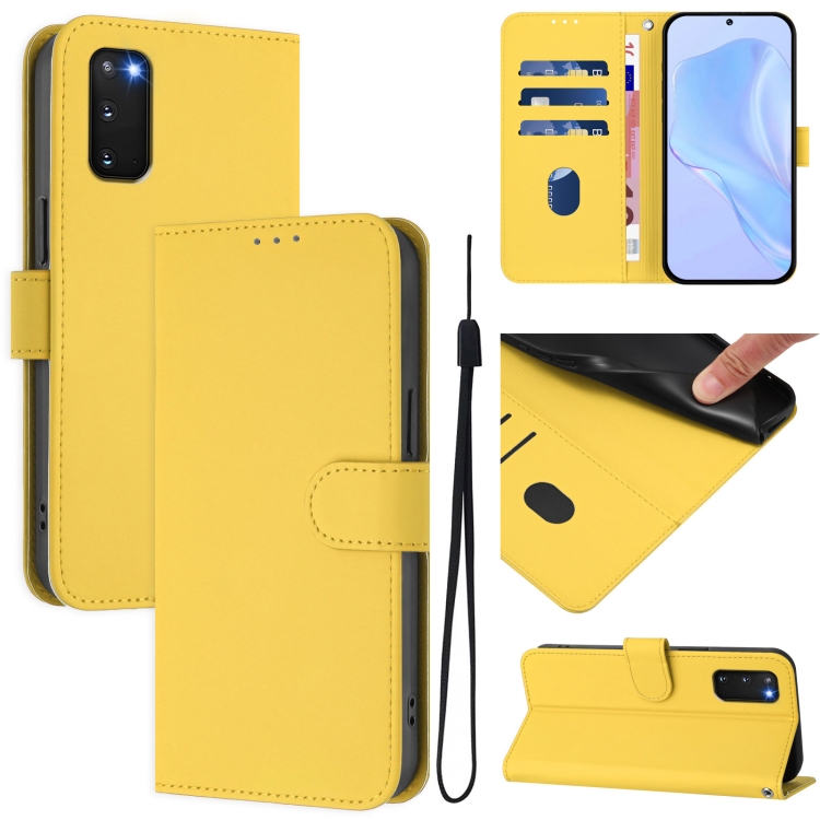 For Samsung Galaxy S20 FE 2022 Skin Feel Solid Color Leather Phone Case with Lanyard(Lemon Yellow)
For Samsung Galaxy S20 FE 2022 Skin Feel Solid Color Leather Phone Case with Lanyard(Lemon Yellow)