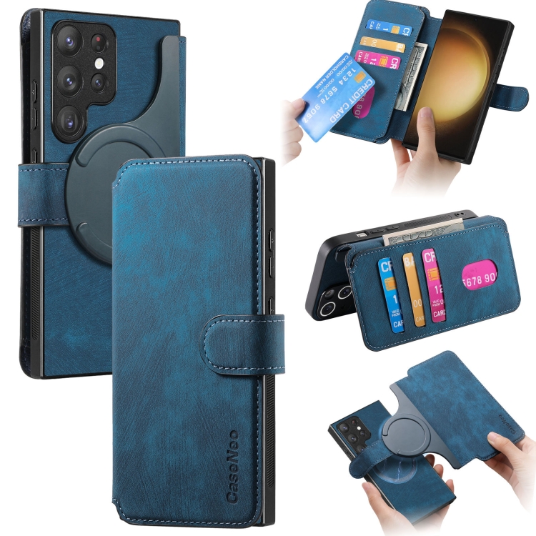 For Samsung Galaxy S23 Ultra 5G CaseNeo MagSafe RFID Anti-theft Retro Leather Phone Case(Blue)
For Samsung Galaxy S23 Ultra 5G CaseNeo MagSafe RFID Anti-theft Retro Leather Phone Case(Blue)