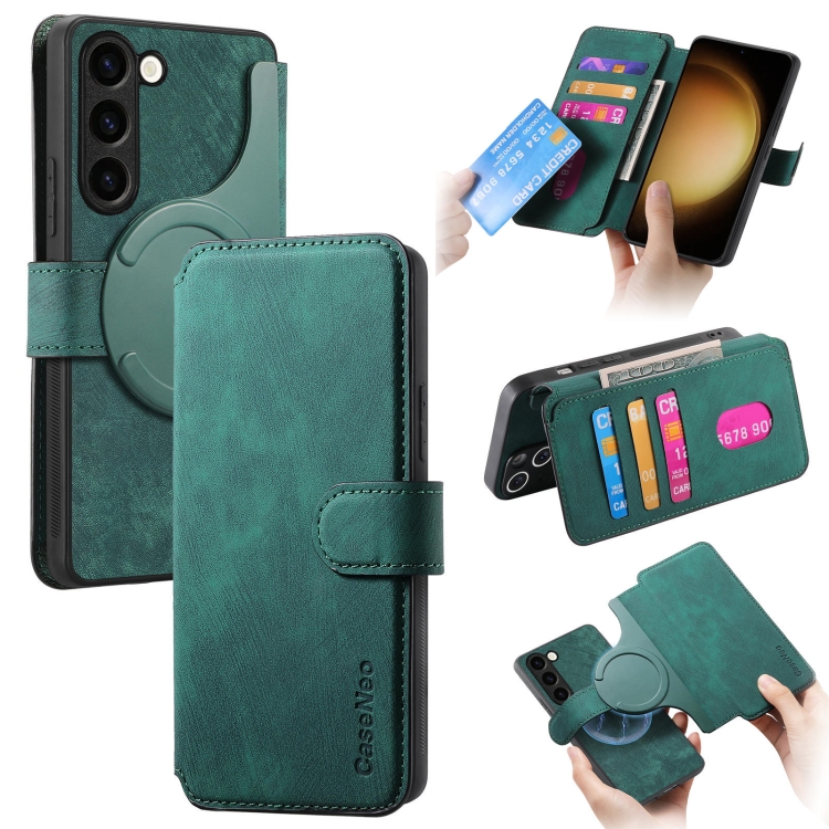 For Samsung Galaxy S23 5G CaseNeo MagSafe RFID Anti-theft Retro Leather Phone Case(Green)
For Samsung Galaxy S23 5G CaseNeo MagSafe RFID Anti-theft Retro Leather Phone Case(Green)