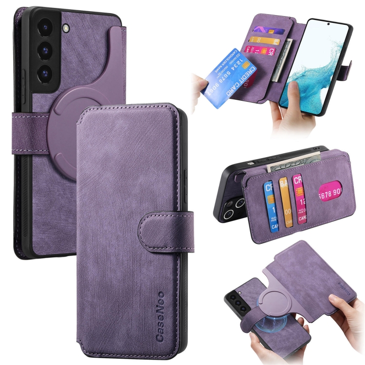 For Samsung Galaxy S22 5G CaseNeo MagSafe RFID Anti-theft Retro Leather Phone Case(Purple)
For Samsung Galaxy S22 5G CaseNeo MagSafe RFID Anti-theft Retro Leather Phone Case(Purple)