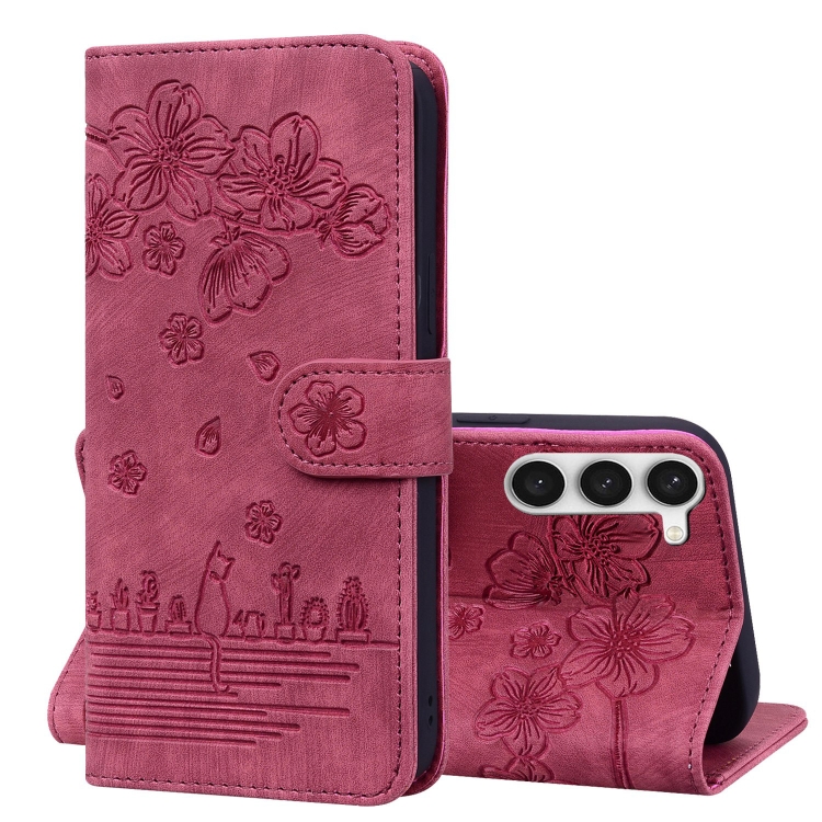 For Samsung Galaxy S23+ 5G Cartoon Sakura Cat Embossed Leather Phone Case(Wine Red)
For Samsung Galaxy S23+ 5G Cartoon Sakura Cat Embossed Leather Phone Case(Wine Red)