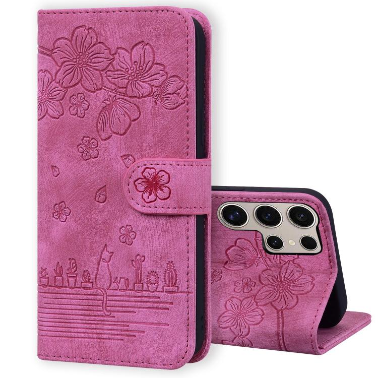 For Samsung Galaxy S25 Ultra 5G Cartoon Sakura Cat Embossed Leather Phone Case(Rose Red)
For Samsung Galaxy S25 Ultra 5G Cartoon Sakura Cat Embossed Leather Phone Case(Rose Red)