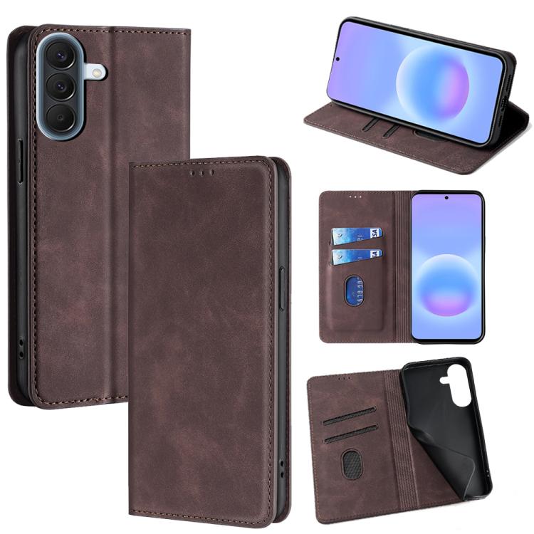 For Galaxy A57 5G Skin Feel Magnetic Leather Phone Case(Dark Brown)
For Galaxy A57 5G Skin Feel Magnetic Leather Phone Case(Dark Brown)