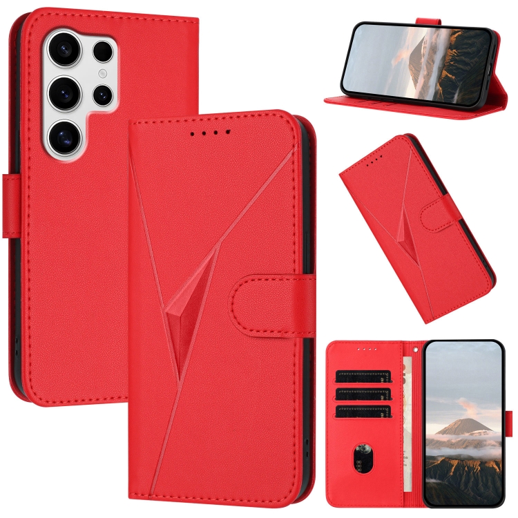 For Samsung Galaxy S25 Ultra 5G Triangle Pattern Buckle Clasp Leather Phone Case(Red)
For Samsung Galaxy S25 Ultra 5G Triangle Pattern Buckle Clasp Leather Phone Case(Red)