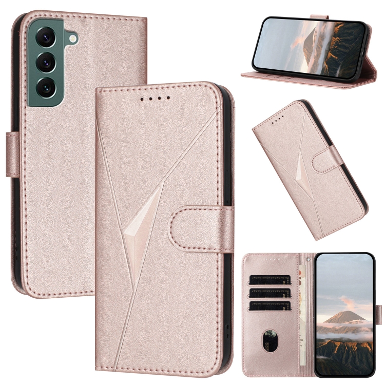 For Samsung Galaxy S22+ 5G Triangle Pattern Buckle Clasp Leather Phone Case(Rose Gold)
For Samsung Galaxy S22+ 5G Triangle Pattern Buckle Clasp Leather Phone Case(Rose Gold)