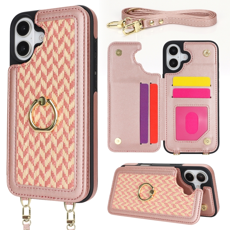 For iPhone 16 Plus Double Bckle Card Slot Full Coverage Phone Case with Cross-body Strap(Rose Gold)
For iPhone 16 Plus Double Bckle Card Slot Full Coverage Phone Case with Cross-body Strap(Rose Gold)