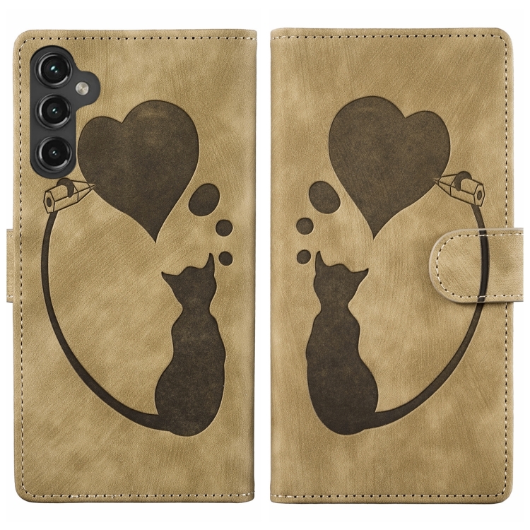 For Samsung Galaxy S25 5G Pen Heart Cat Embossed Leather Phone Case(Apricot)
For Samsung Galaxy S25 5G Pen Heart Cat Embossed Leather Phone Case(Apricot)