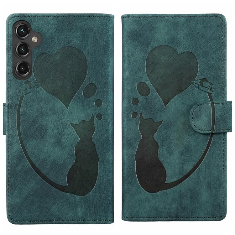 For Samsung Galaxy S26 5G Pen Heart Cat Embossed Leather Phone Case(Green)
For Samsung Galaxy S26 5G Pen Heart Cat Embossed Leather Phone Case(Green)