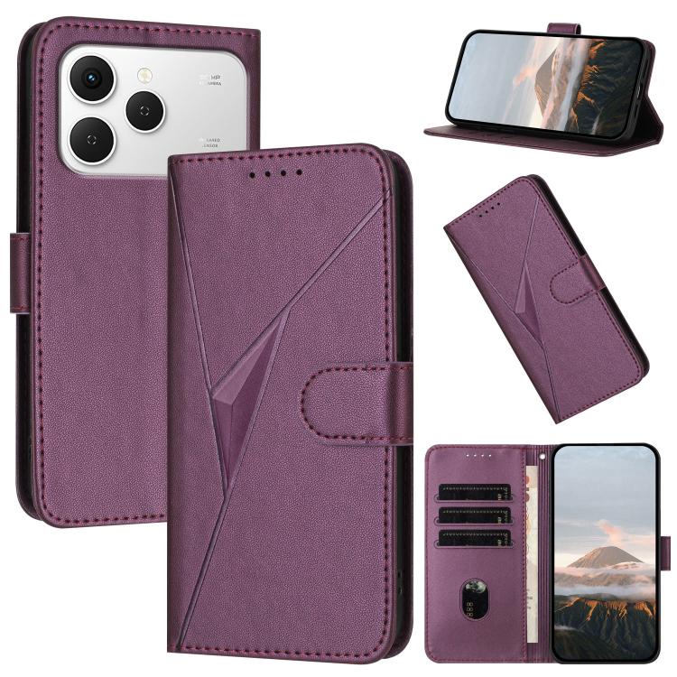 For Tecno Spark 40 4G Triangle Pattern Buckle Clasp Leather Phone Case(Dark Purple)
For Tecno Spark 40 4G Triangle Pattern Buckle Clasp Leather Phone Case(Dark Purple)