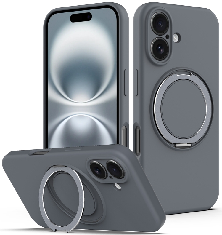 For iPhone 16 Plus Liquid Silicone MagSafe Phone Case with Rotating Holder(Grey)
For iPhone 16 Plus Liquid Silicone MagSafe Phone Case with Rotating Holder(Grey)
