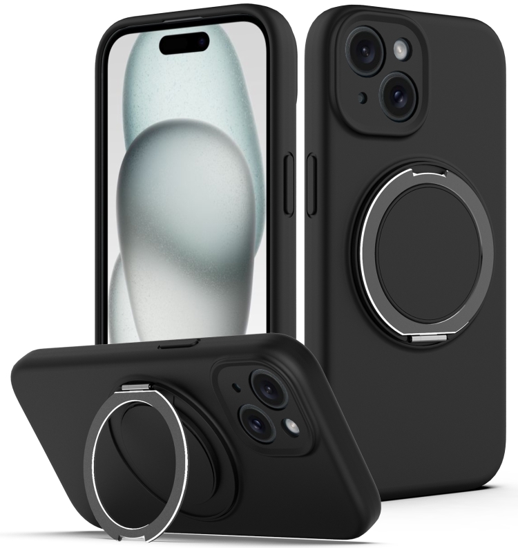 For iPhone 15 Plus Liquid Silicone MagSafe Phone Case with Rotating Holder(Black)
For iPhone 15 Plus Liquid Silicone MagSafe Phone Case with Rotating Holder(Black)