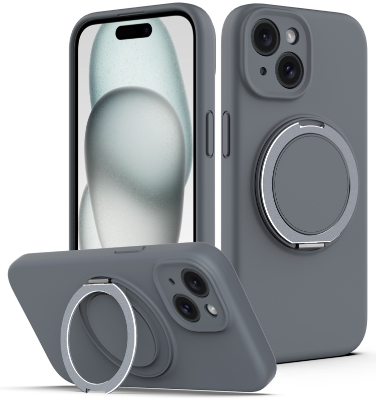 For iPhone 15 Plus Liquid Silicone MagSafe Phone Case with Rotating Holder(Grey)
For iPhone 15 Plus Liquid Silicone MagSafe Phone Case with Rotating Holder(Grey)