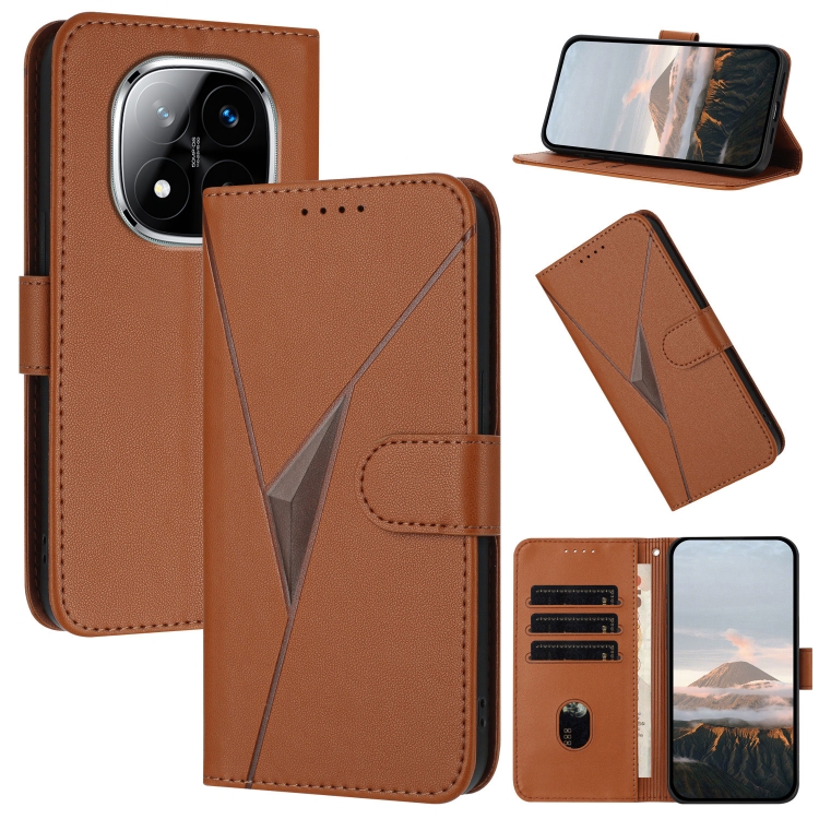 For Redmi Note 14 Pro+ 5G Triangle Pattern Buckle Clasp Leather Phone Case(Brown)
For Redmi Note 14 Pro+ 5G Triangle Pattern Buckle Clasp Leather Phone Case(Brown)