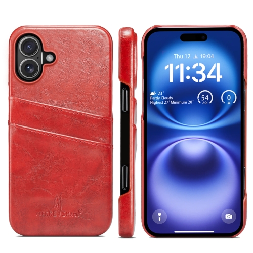 For iPhone 16 Plus Fierre Shann Retro Oil Wax Texture Card Slots PU Leather Phone Case(Red)
For iPhone 16 Plus Fierre Shann Retro Oil Wax Texture Card Slots PU Leather Phone Case(Red)