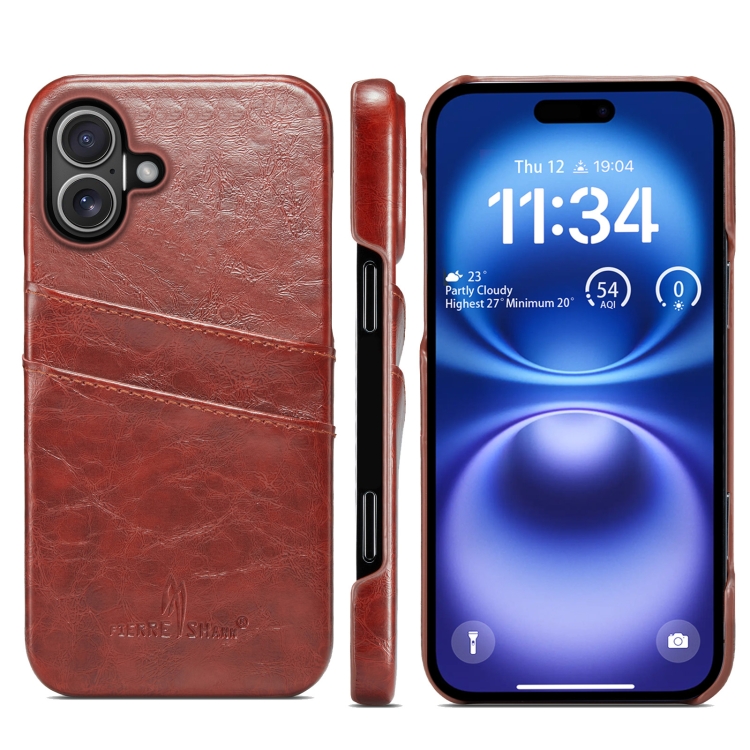 For iPhone 16 Fierre Shann Retro Oil Wax Texture Card Slots PU Leather Phone Case(Brown)
For iPhone 16 Fierre Shann Retro Oil Wax Texture Card Slots PU Leather Phone Case(Brown)
