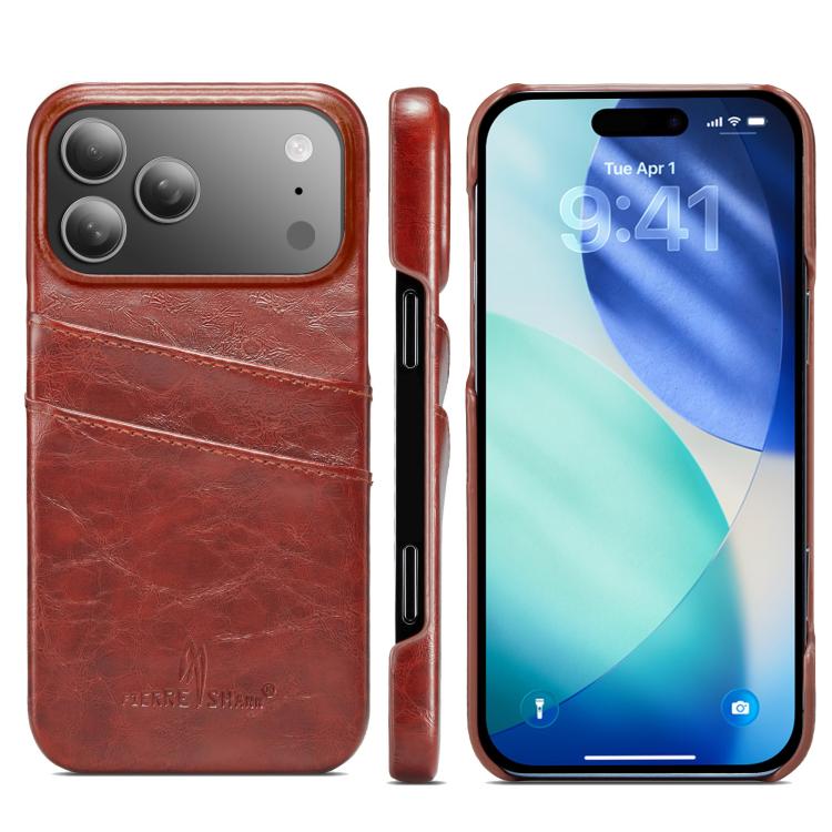 For iPhone 17 Pro Fierre Shann Retro Oil Wax Texture Card Slots PU Leather Phone Case(Brown)
For iPhone 17 Pro Fierre Shann Retro Oil Wax Texture Card Slots PU Leather Phone Case(Brown)