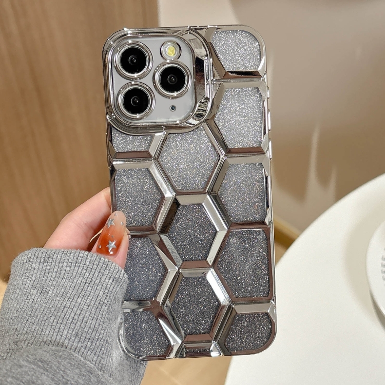 For iPhone 11 Pro Max Electroplating Laser Engraving 3D Honeycomb Glitter TPU Phone Case(Silver)
For iPhone 11 Pro Max Electroplating Laser Engraving 3D Honeycomb Glitter TPU Phone Case(Silver)