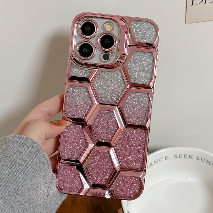 For iPhone 12 Pro Max Electroplating Laser Engraving 3D Honeycomb Glitter TPU Phone Case(Pink)
For iPhone 12 Pro Max Electroplating Laser Engraving 3D Honeycomb Glitter TPU Phone Case(Pink)