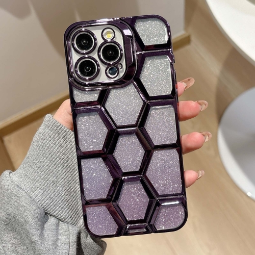 For iPhone 15 Pro Electroplating Laser Engraving 3D Honeycomb Glitter TPU Phone Case(Purple)
For iPhone 15 Pro Electroplating Laser Engraving 3D Honeycomb Glitter TPU Phone Case(Purple)