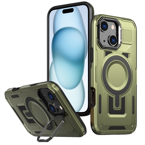For iPhone 15 Plus Shield Hollow Frame Holder MagSafe Phone Case(Olive Green)
For iPhone 15 Plus Shield Hollow Frame Holder MagSafe Phone Case(Olive Green)