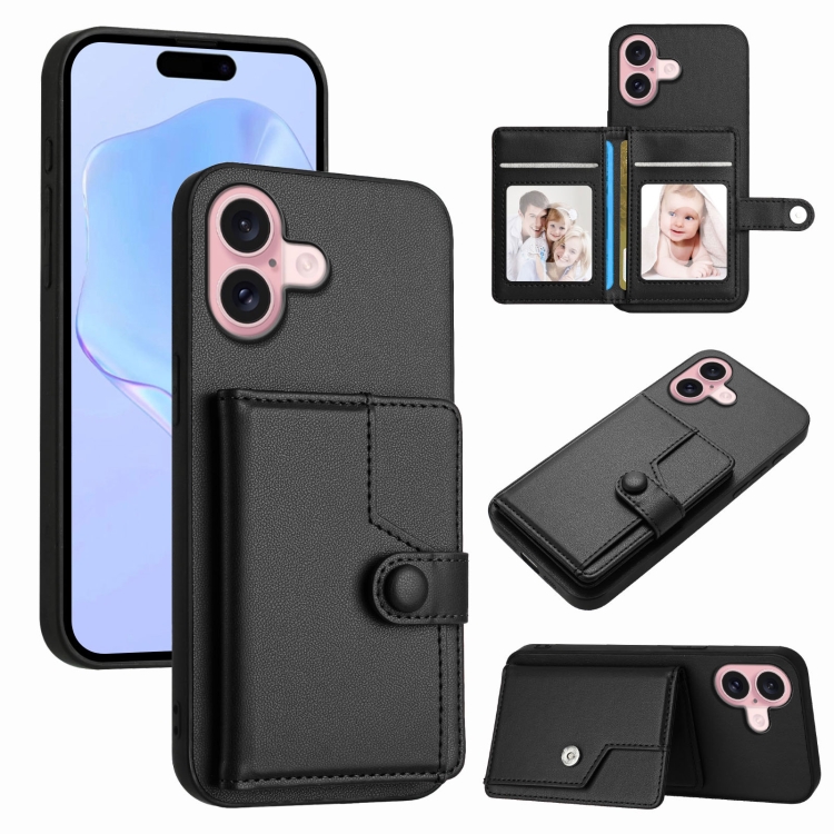 For iPhone 16 Button Card Bag RFID Anti-theft Phone Case(Black)
For iPhone 16 Button Card Bag RFID Anti-theft Phone Case(Black)