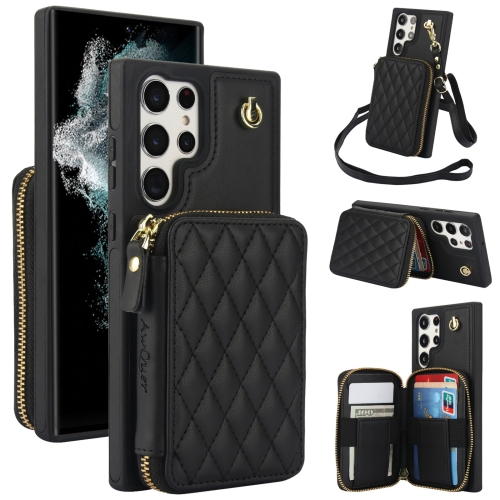 For Samsung Galaxy S24 Ultra 5G AwQuer Crossbody Zipper Wallet Rhombic Leather Back Phone Case(Black)
For Samsung Galaxy S24 Ultra 5G AwQuer Crossbody Zipper Wallet Rhombic Leather Back Phone Case(Black)