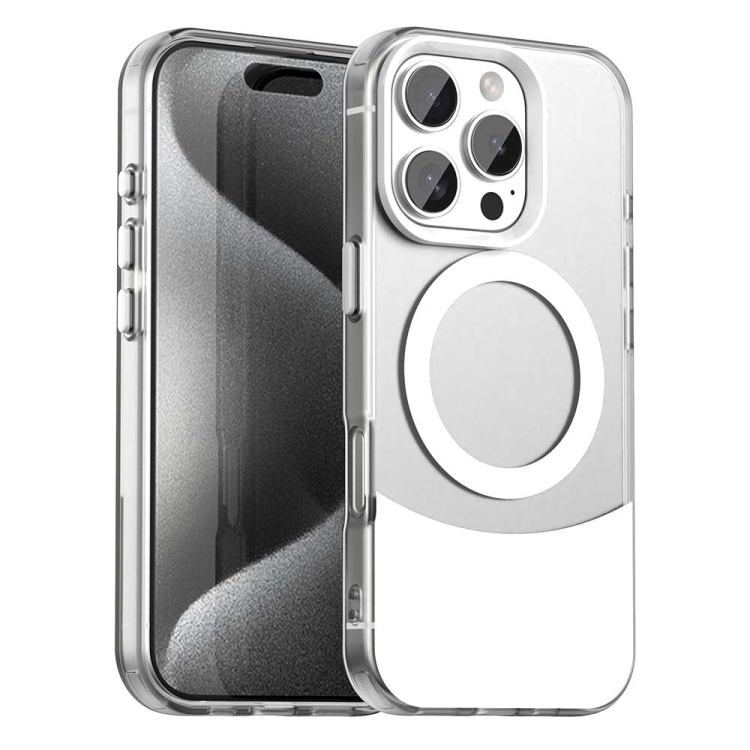 For iPhone 16 Pro Max Color Blocking Series MagSafe Magnetic PC Hybrid TPU Phone Case(White)
For iPhone 16 Pro Max Color Blocking Series MagSafe Magnetic PC Hybrid TPU Phone Case(White)