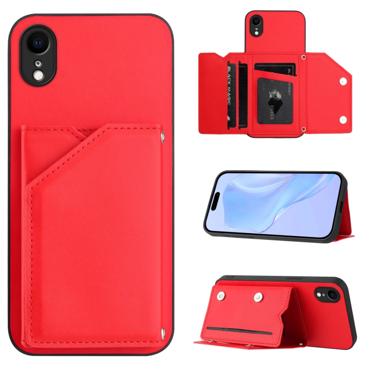 For iPhone XR Skin Feel Four Card Slots Phone Case with Wrist Strap(Red)
For iPhone XR Skin Feel Four Card Slots Phone Case with Wrist Strap(Red)