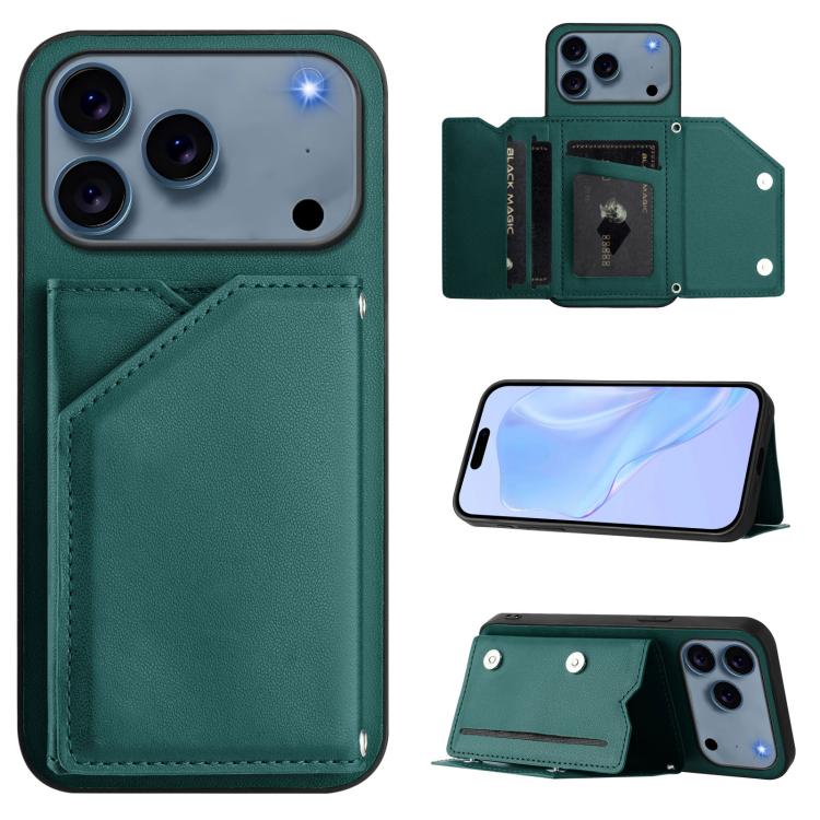 For iPhone 17 Pro Skin Feel Four Card Slots Phone Case with Wrist Strap(Green)
For iPhone 17 Pro Skin Feel Four Card Slots Phone Case with Wrist Strap(Green)