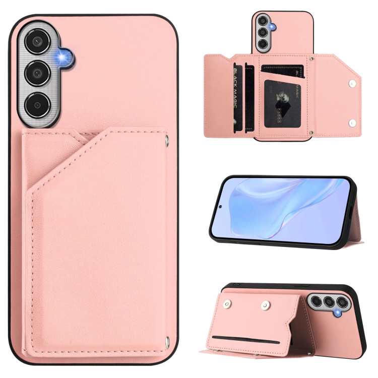 For Samsung Galaxy M35 Skin Feel Four Card Slots Phone Case with Wrist Strap(Pink)
For Samsung Galaxy M35 Skin Feel Four Card Slots Phone Case with Wrist Strap(Pink)