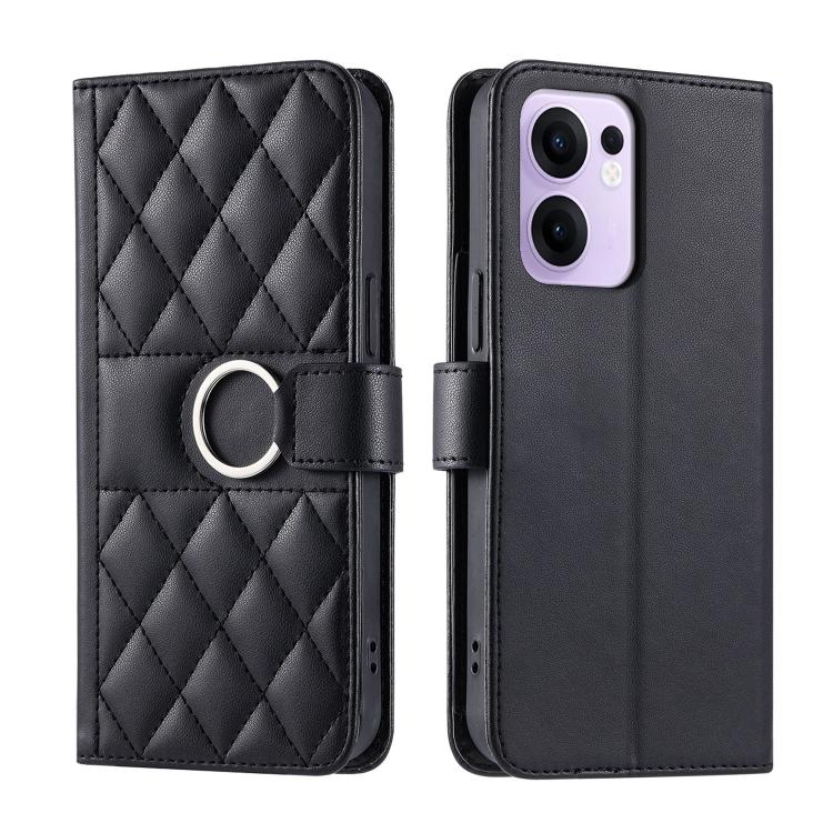For OPPO Reno13 F 5G Global / 4G India Ring Buckle Rhombic Leather Phone Case(Black)
For OPPO Reno13 F 5G Global / 4G India Ring Buckle Rhombic Leather Phone Case(Black)