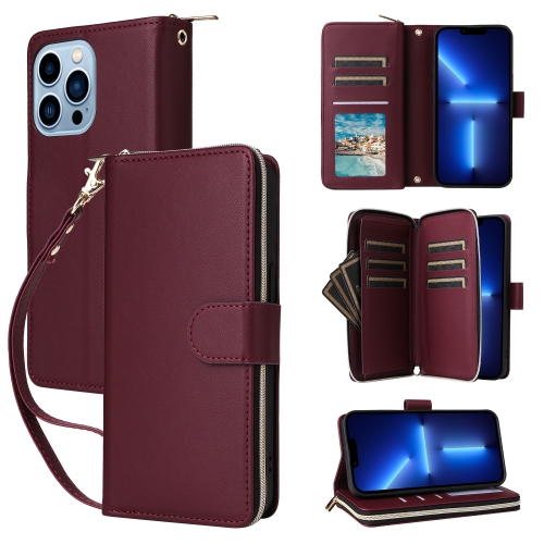 For iPhone 13 Pro Max Nine-card Slots Zipper Wallet Bag Leather Phone Case(Wine Red)
For iPhone 13 Pro Max Nine-card Slots Zipper Wallet Bag Leather Phone Case(Wine Red)