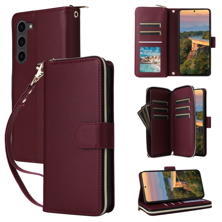 For Samsung Galaxy S23+ 5G Nine-card Slots Zipper Wallet Bag Leather Phone Case(Wine Red)
For Samsung Galaxy S23+ 5G Nine-card Slots Zipper Wallet Bag Leather Phone Case(Wine Red)
