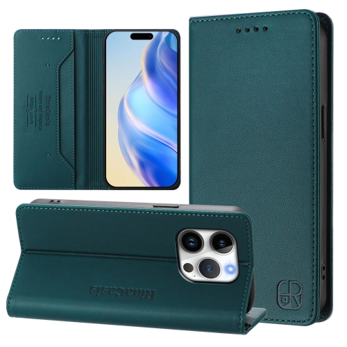 For iPhone 16 Pro Max RC01 Dual-Folded Magnetic Suction RFID Leather Phone Case(Dark Green)
For iPhone 16 Pro Max RC01 Dual-Folded Magnetic Suction RFID Leather Phone Case(Dark Green)