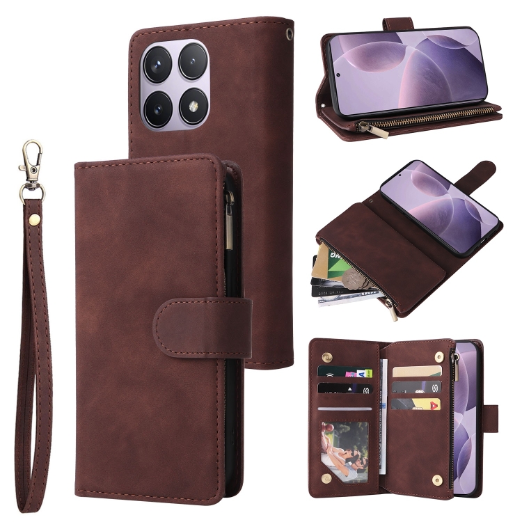 For Xiaomi 14T Multifunctional Frosted Zipper Wallet Leather Phone Case(Coffee)
For Xiaomi 14T Multifunctional Frosted Zipper Wallet Leather Phone Case(Coffee)