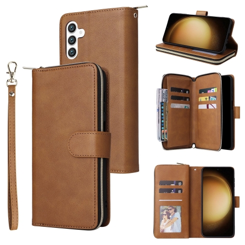 For Samsung Galaxy S25+ 5G 9-Card Slots Zipper Wallet Bag Leather Phone Case(Brown)
For Samsung Galaxy S25+ 5G 9-Card Slots Zipper Wallet Bag Leather Phone Case(Brown)