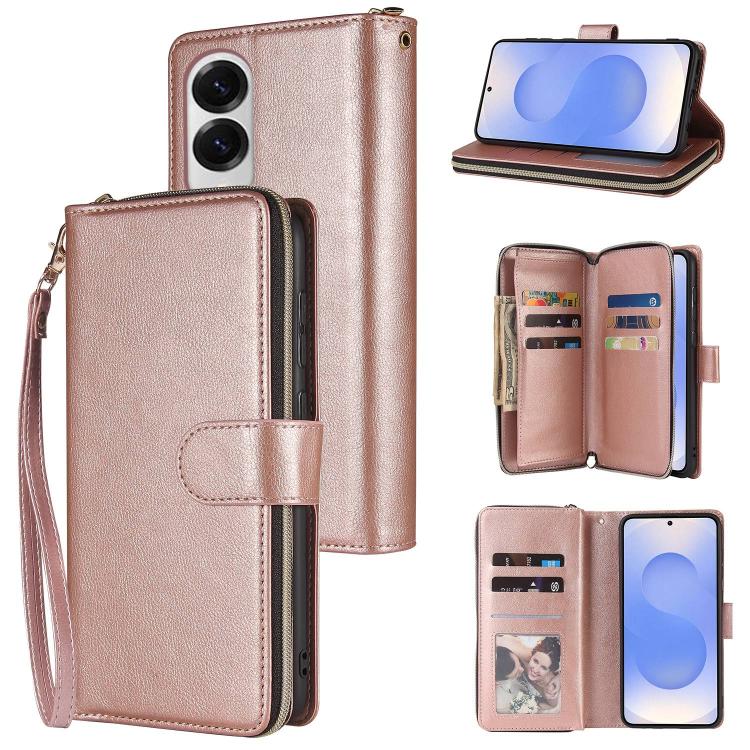 For Samsung Galaxy S25 Edge 5G 9-Card Slots Zipper Wallet Bag Leather Phone Case(Rose Gold) 
For Samsung Galaxy S25 Edge 5G 9-Card Slots Zipper Wallet Bag Leather Phone Case(Rose Gold)