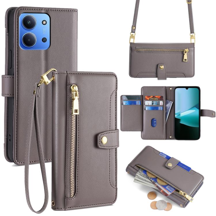 For Redmi 15C 5G / 4G EU 173mm / Poco C85 5G Sheep Texture Cross-body Zipper Wallet Leather Phone Case(Grey)
For Redmi 15C 5G / 4G EU 173mm / Poco C85 5G Sheep Texture Cross-body Zipper Wallet Leather Phone Case(Grey)