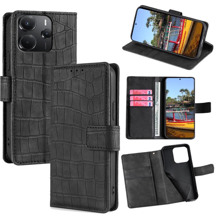For Redmi Note 14 4G 164.84mm Skin Feel Crocodile Magnetic Clasp Leather Phone Case(Black)
For Redmi Note 14 4G 164.84mm Skin Feel Crocodile Magnetic Clasp Leather Phone Case(Black)