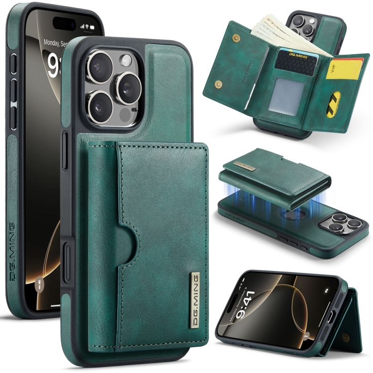 For iPhone 16 Pro DG.MING M6 Series RFID Tri-fold Card Bag Removable Leather Phone Case(Green)
For iPhone 16 Pro DG.MING M6 Series RFID Tri-fold Card Bag Removable Leather Phone Case(Green)