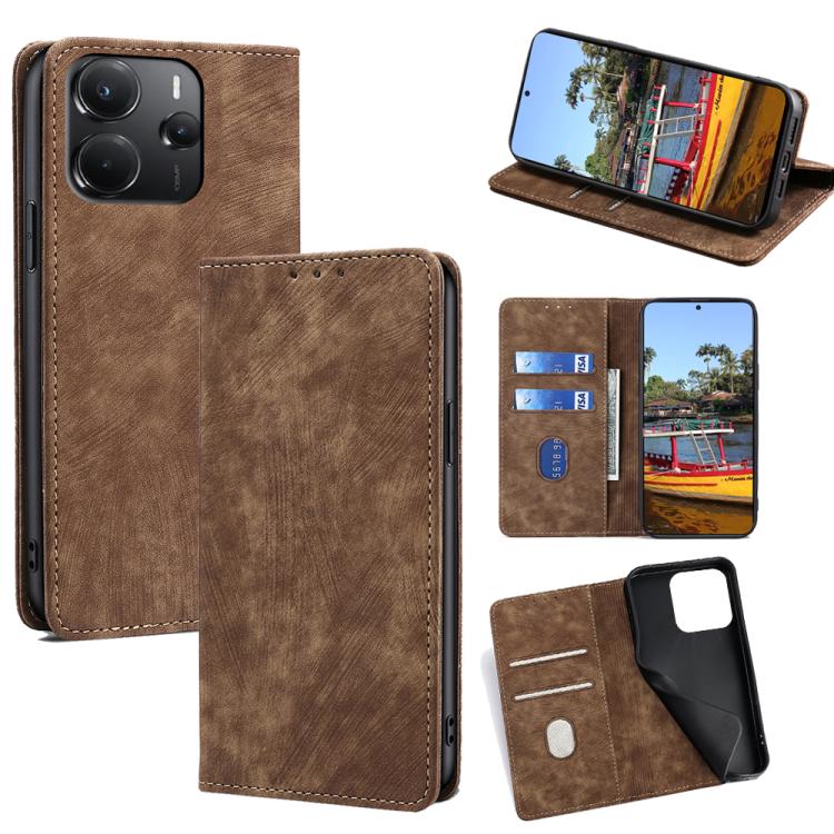 For Redmi Note 14 4G 164.84mm RFID Anti-theft Brush Magnetic Leather Phone Case(Brown)
For Redmi Note 14 4G 164.84mm RFID Anti-theft Brush Magnetic Leather Phone Case(Brown)